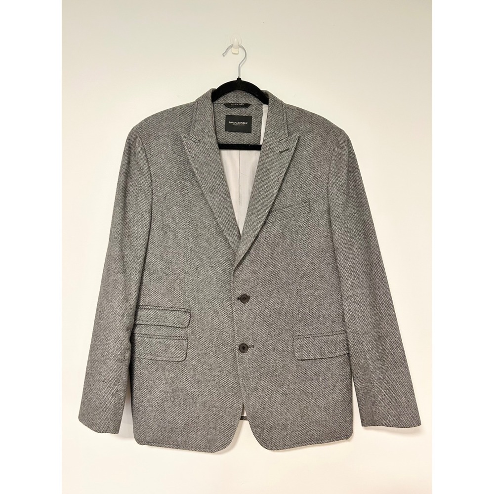 Banana Republic Mens 42S Modern Slim Fit Gray Jacquard Italian Cotton Blazer 42S